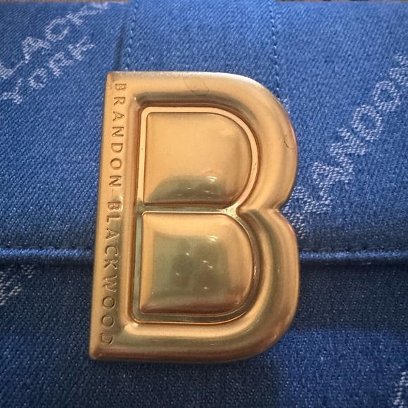 New Condition, Brandon Blackwood Medium Nia Bag Monogram Denim - Picture 4 of 10